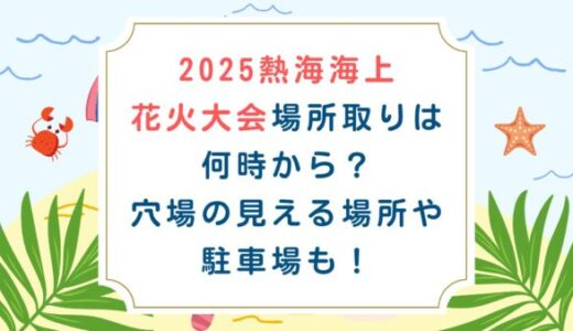 2025熱海海上花火大会場所取りは何時から？穴場の見える場所や駐車場も！