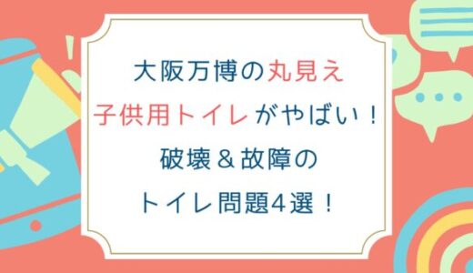 大阪万博の丸見え子供用トイレがやばい！破壊＆故障のトイレ問題4選！