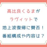 高比良くるまがラヴィットで地上波復帰に賛否！番組構成や内容は？