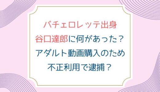バチェロレッテ出身谷口達郎に何があった？アダルト動画購入のため不正利用で逮捕？