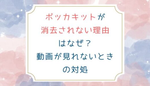 ポッカキットが消去されない理由はなぜ？動画が見れないときの対処