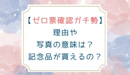 [ゼロ票確認ガチ勢]理由や写真の意味は？記念品が貰えるの？