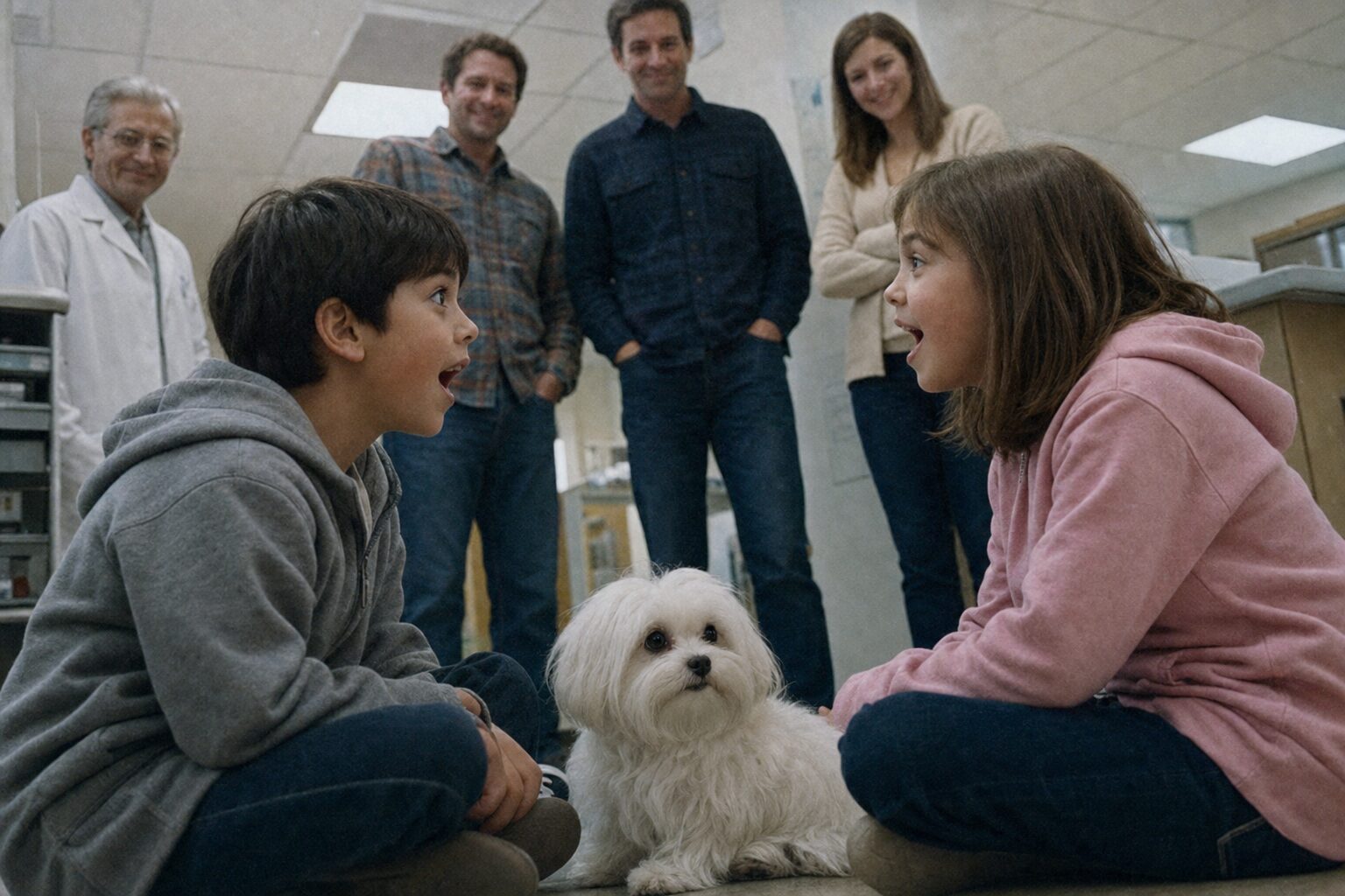 同じ名前をつけていたと知り顔を見合わせる二人の子供