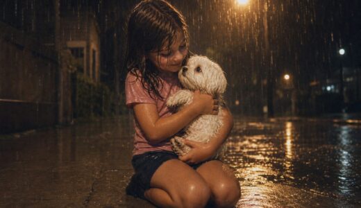 嵐の夜に8歳の少女が公園で拾った白い犬。獣医がタグの番号を調べたとき、3年分の悲しみが動き始めた
