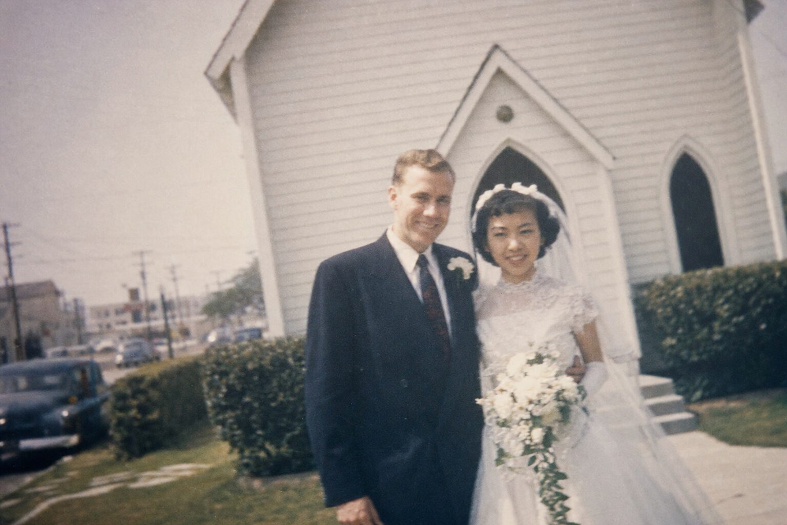 1955年のカリフォルニア州での婚礼写真（回想）